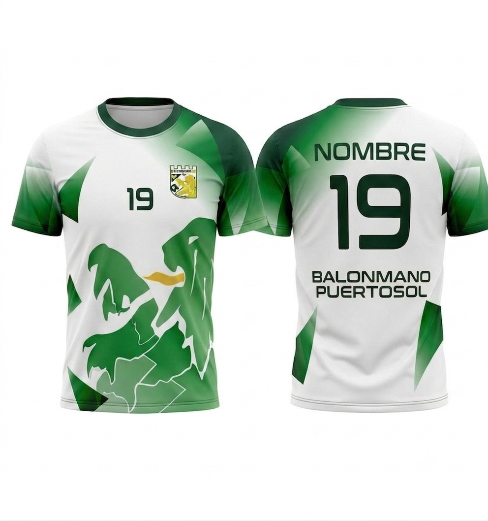 Camiseta de equipación blanca, delante y espalda